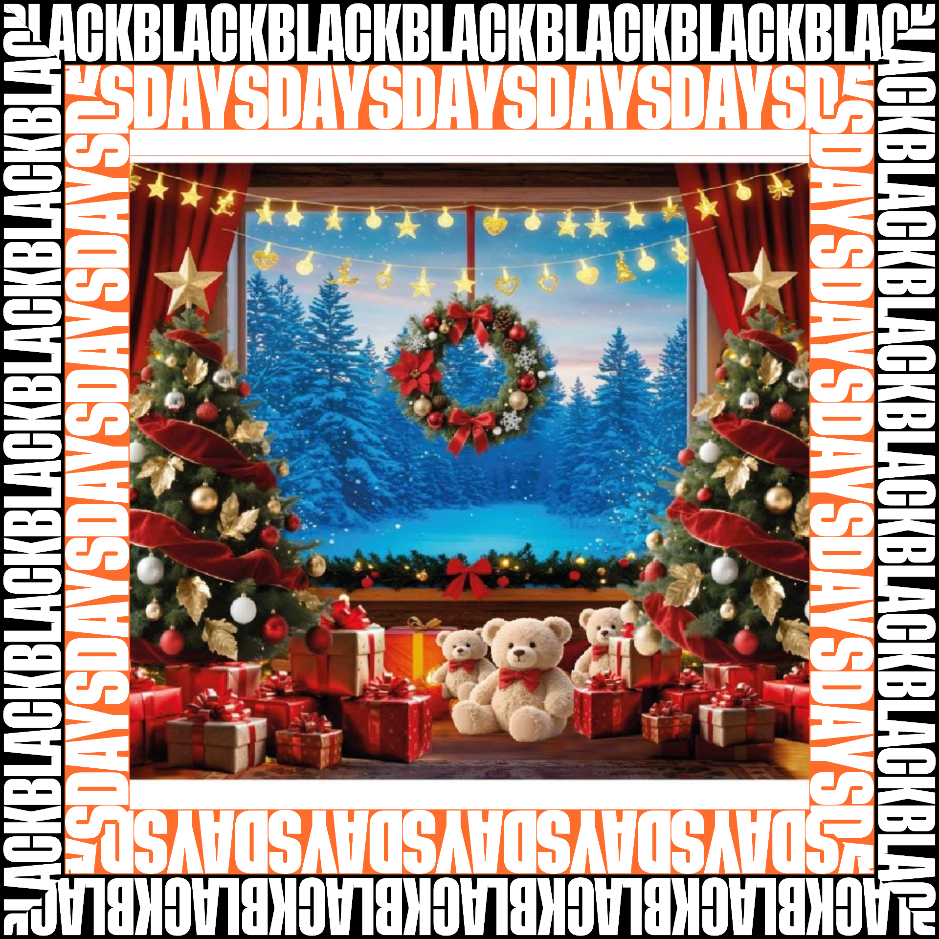 Vista 3 de Black Friday Telón Navideño Decorativo - DISEÑO: PAPA NOEL REGALO